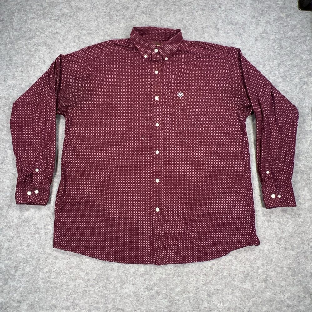 Ariat Shirt Mens XL Red Geometric Button Up Long Sleeve Stretch Western Cowboy